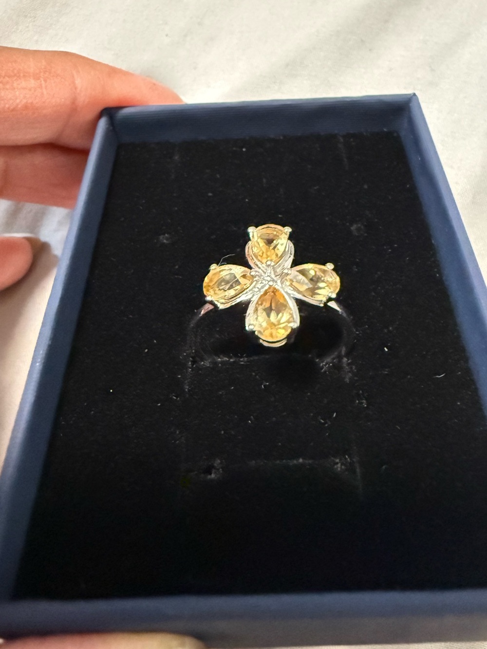 Silver ring with citrine stone size 8